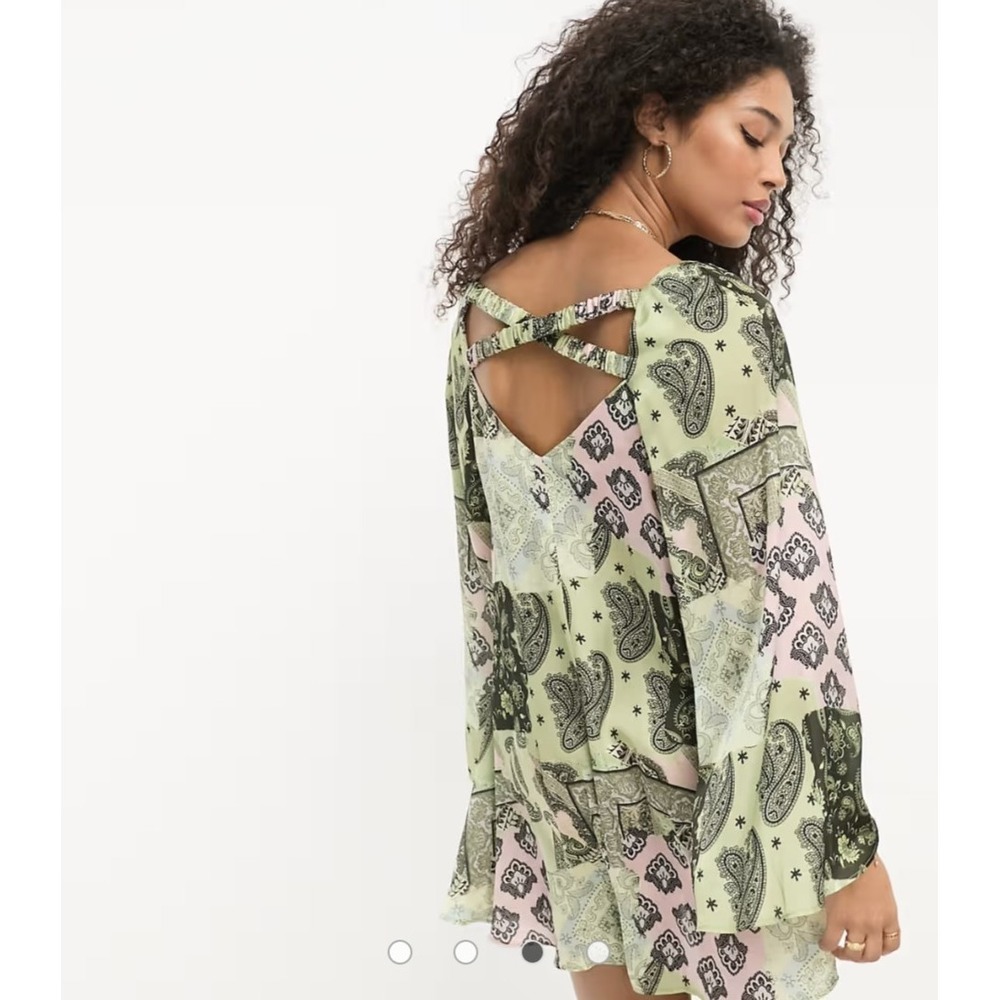 Kimono Sleeve Mini Dress Cross Back Whimsical Fairycore Artsy Asos Size 8
